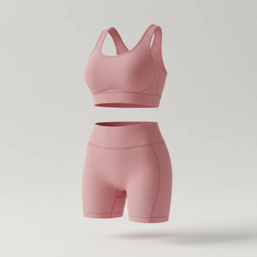 Conjunto L Top + Short Feminino Cintura Alta Fitness - 2