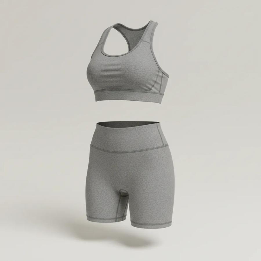 Conjunto L Top + Short Feminino Cintura Alta Fitness - 3