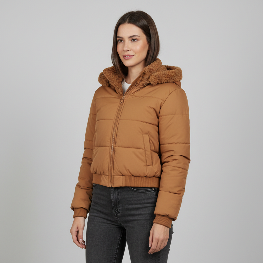 Jaqueta Blusa Feminina Puffer Forrada Impermeável Inverno