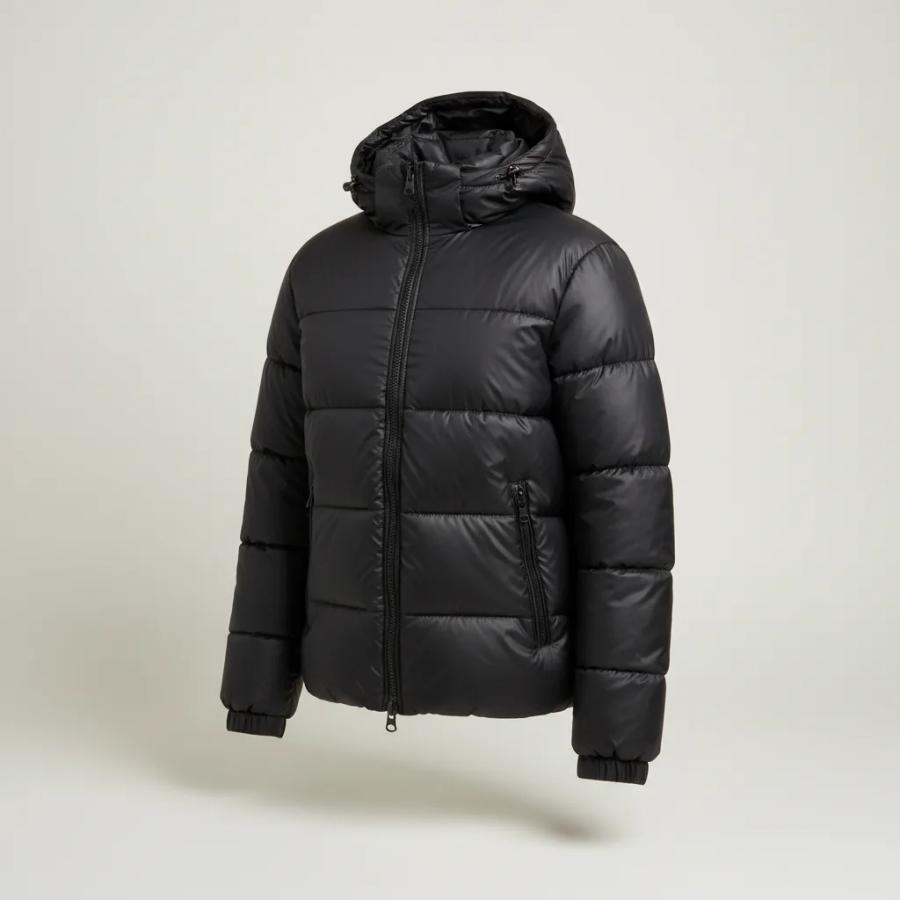 Jaqueta Puffer Bobojaco Nylon Impermeável com Bolso e Capuz removível