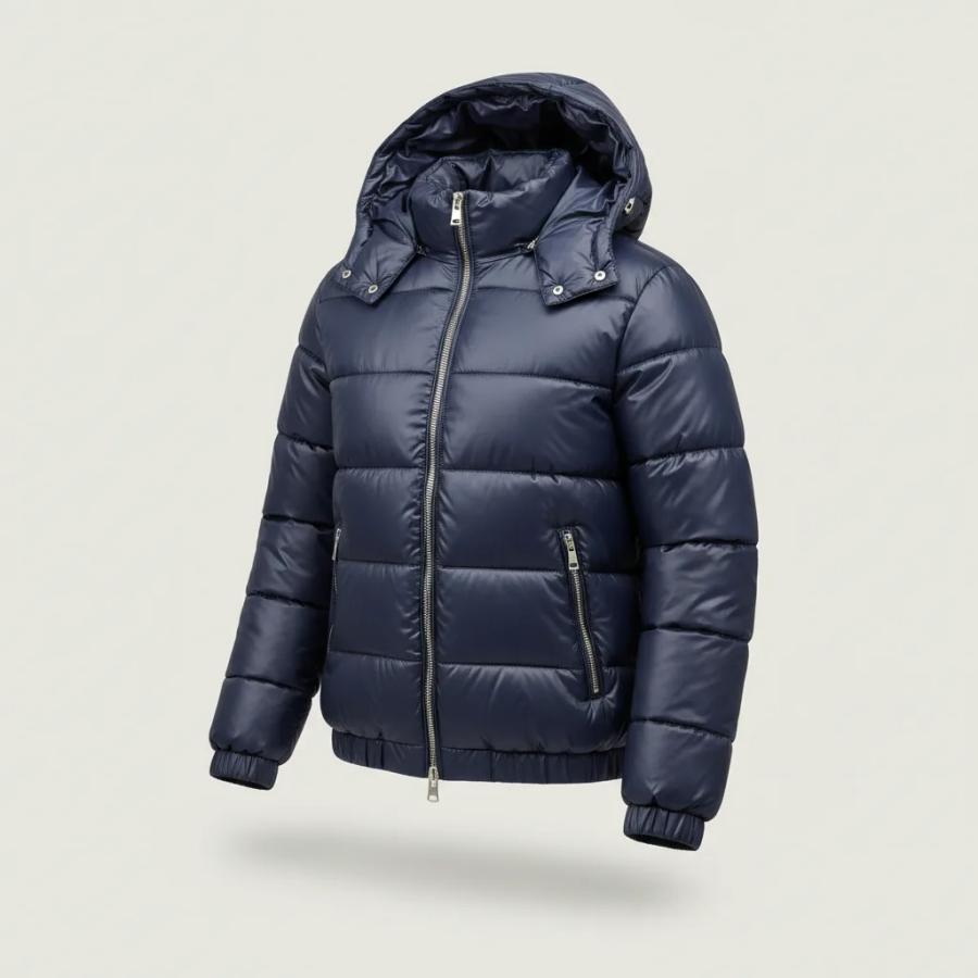 Jaqueta Puffer Bobojaco Nylon Impermeável com Bolso e Capuz removível - 4